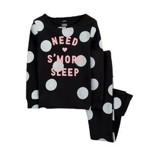 NWT CARTER'S  Big Girls S'mores Cotton Pajamas Set, Black/Gray/Pink, Size: 7